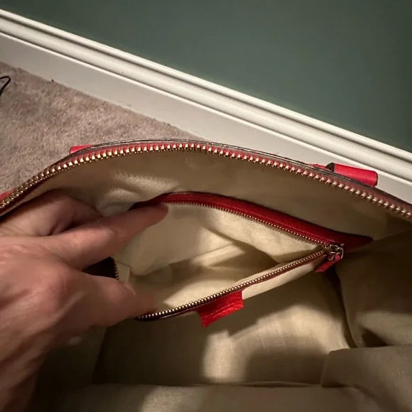 Gucci Boston bag brown monogram with red leather - Picture 16 of 16